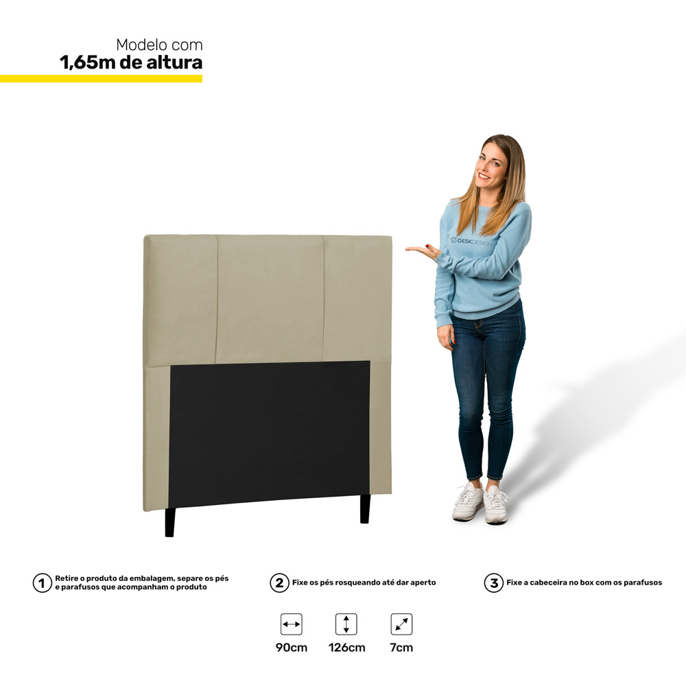 Cabeceira Cama Box Solteiro Donna 90cm Corano Bege - Desk Design
