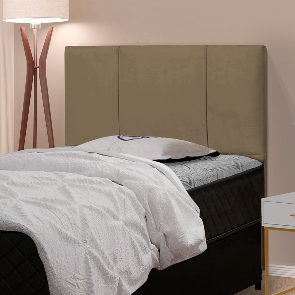 Cabeceira Cama Box Solteiro Donna 90cm Suede Bege - Desk Design