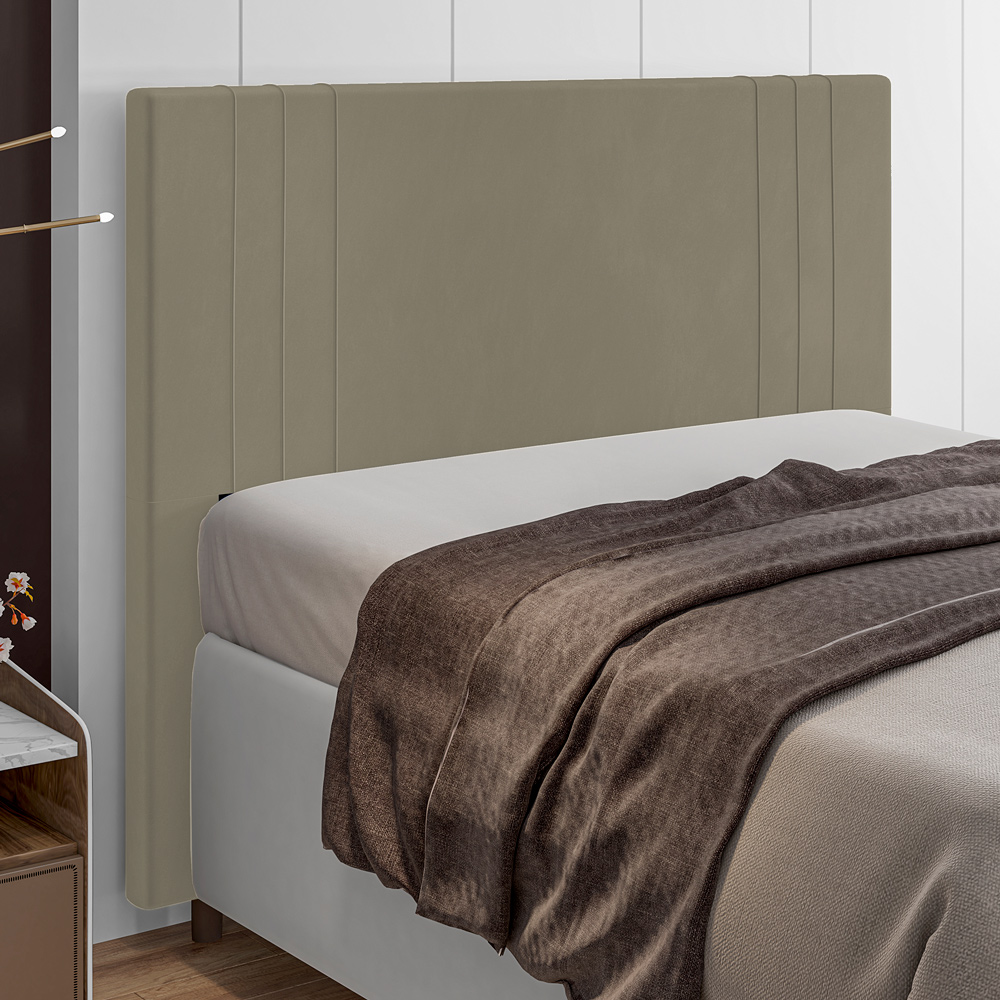 Cabeceira Cama Box Solteiro Ferrara 90cm Suede Bege - Desk Design