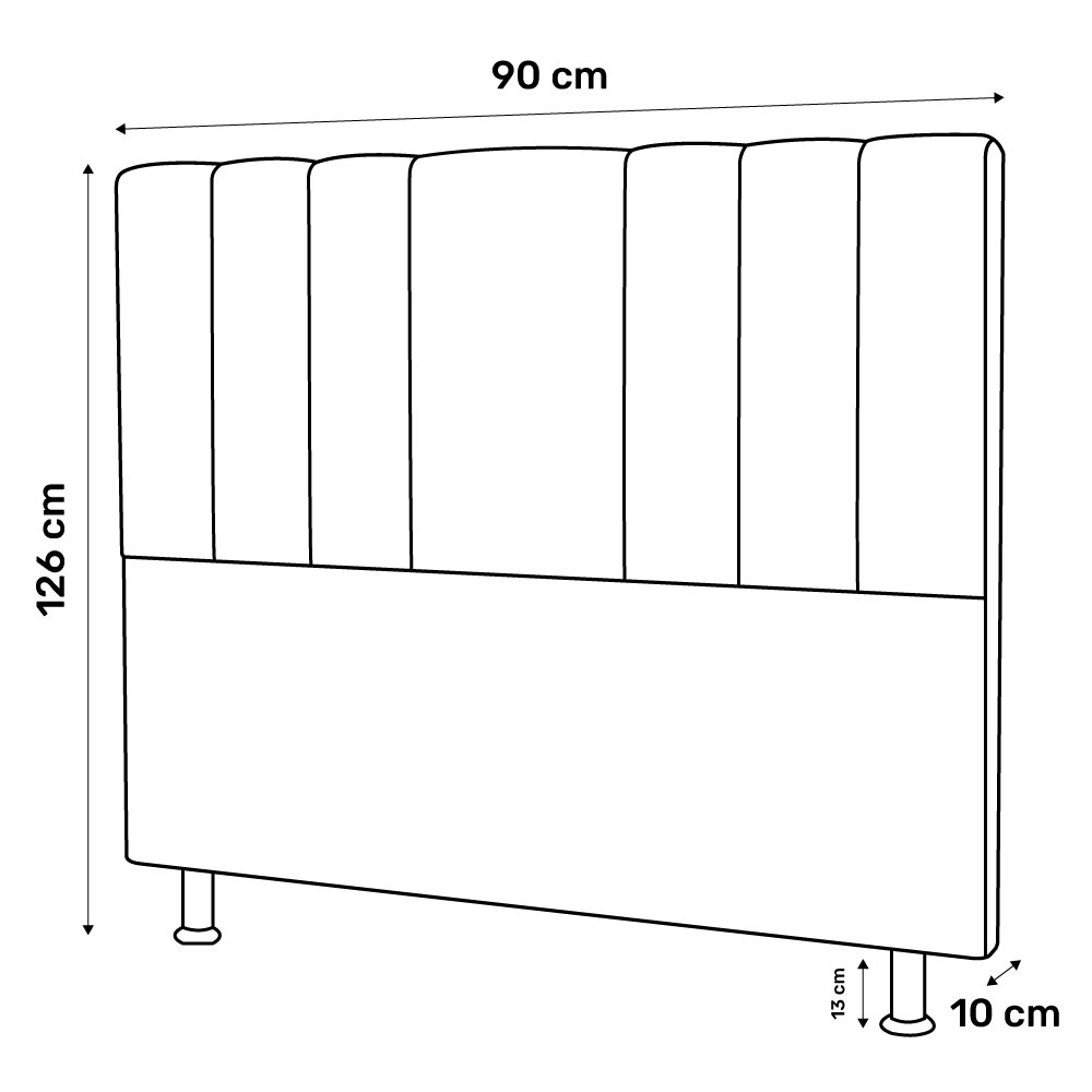 Cabeceira Cama Box Solteiro Grace 90cm Sintético Preto - Desk Design