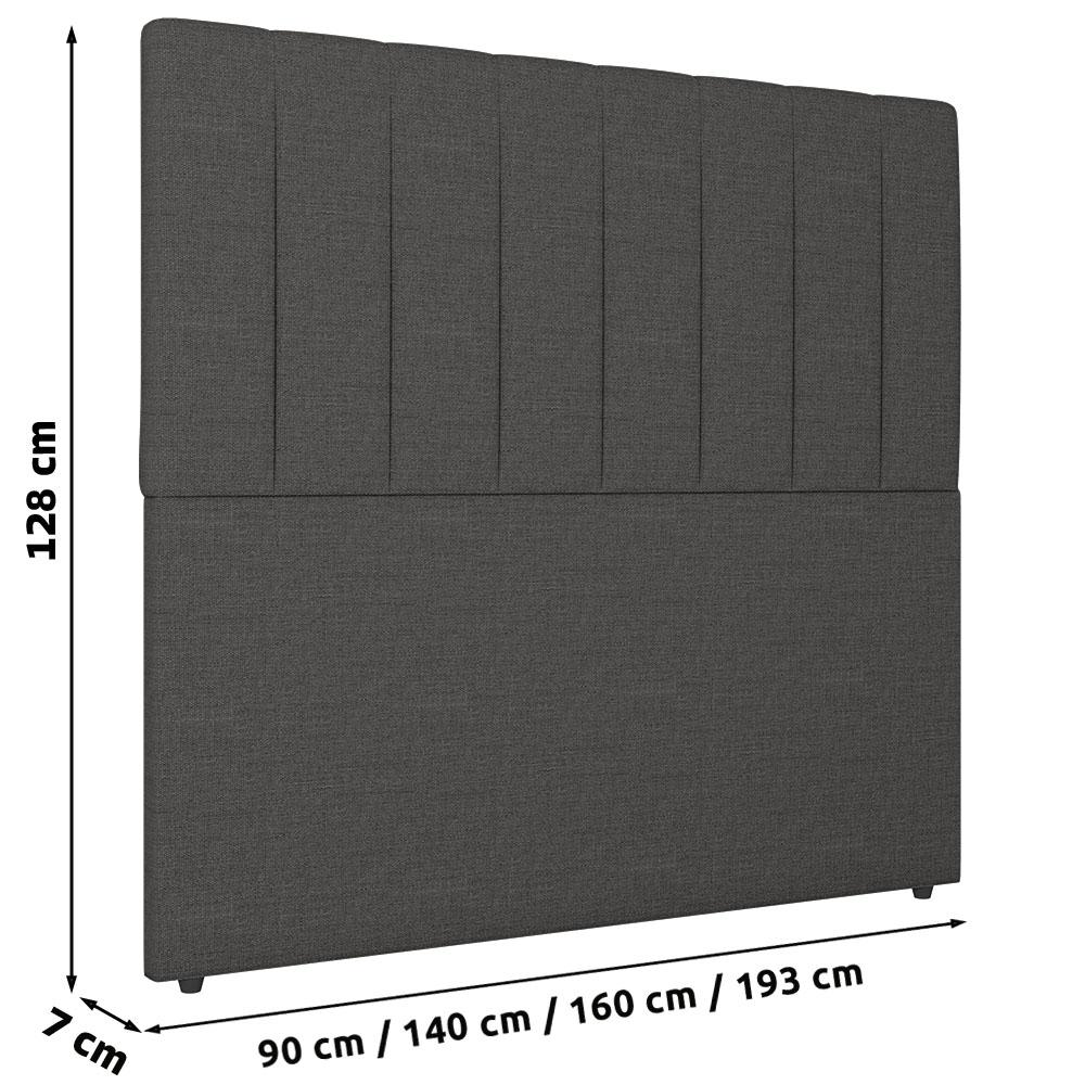 Cabeceira Cama Box Solteiro Ivana 90cm Linho Cinza - Desk Design
