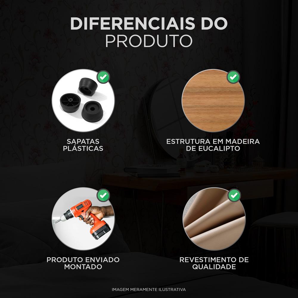 Cabeceira Cama Box Solteiro Ivana 90cm Linho Marrom - Desk Design