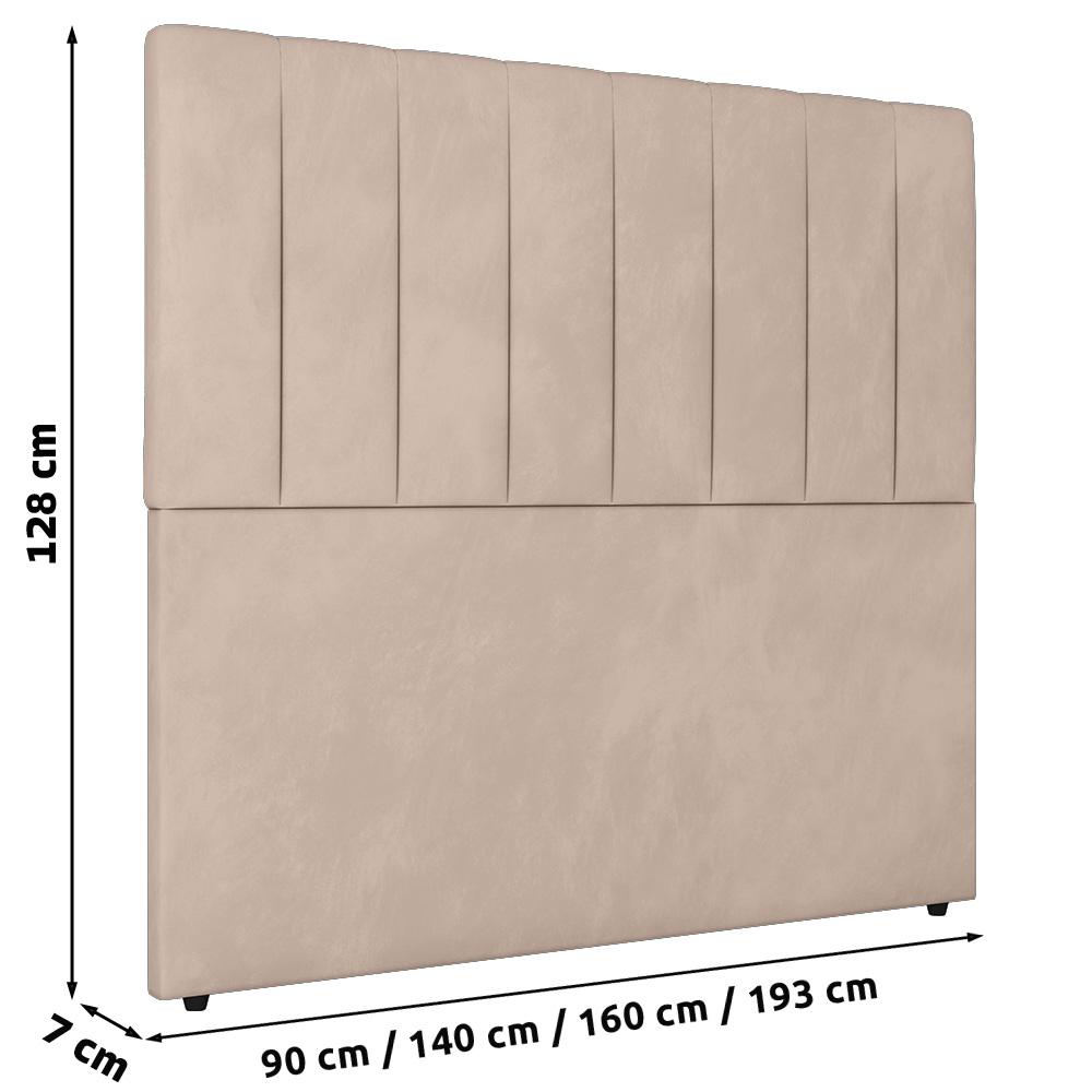 Cabeceira Cama Box Solteiro Ivana 90cm Veludo Bege - Desk Design