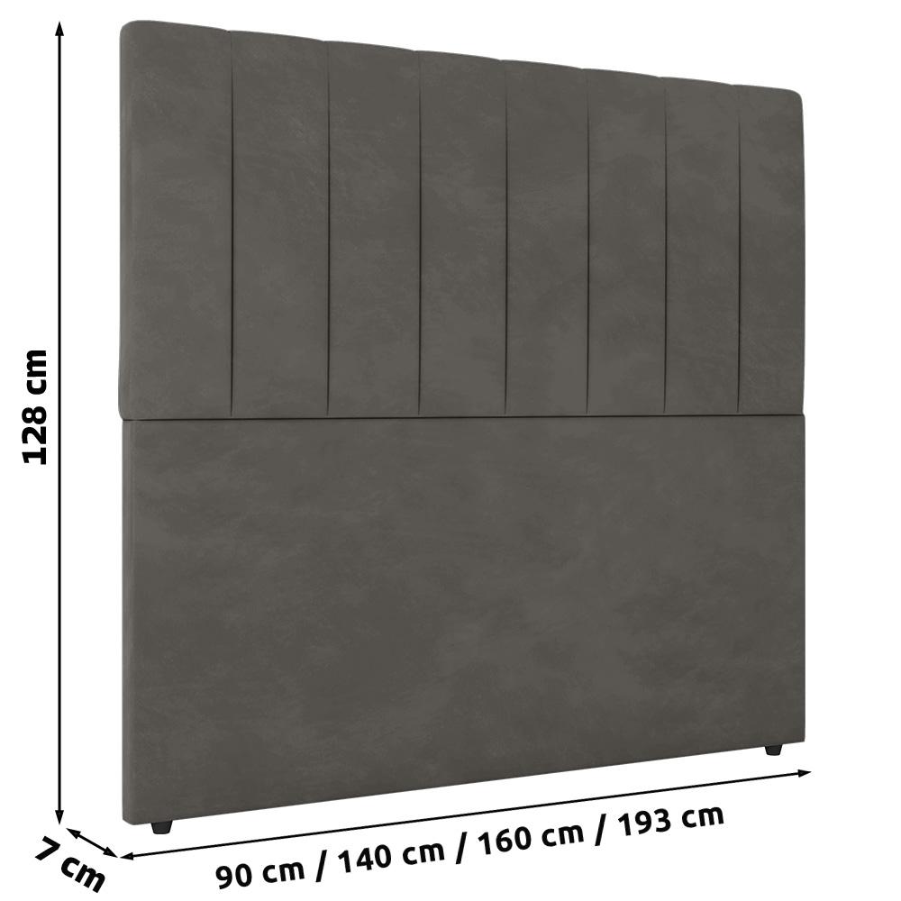 Cabeceira Cama Box Solteiro Ivana 90cm Veludo Cinza - Desk Design