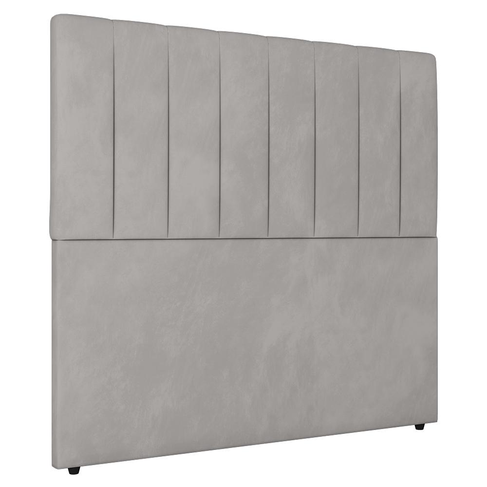 Cabeceira Cama Box Solteiro Ivana 90cm Veludo Prata - Desk Design