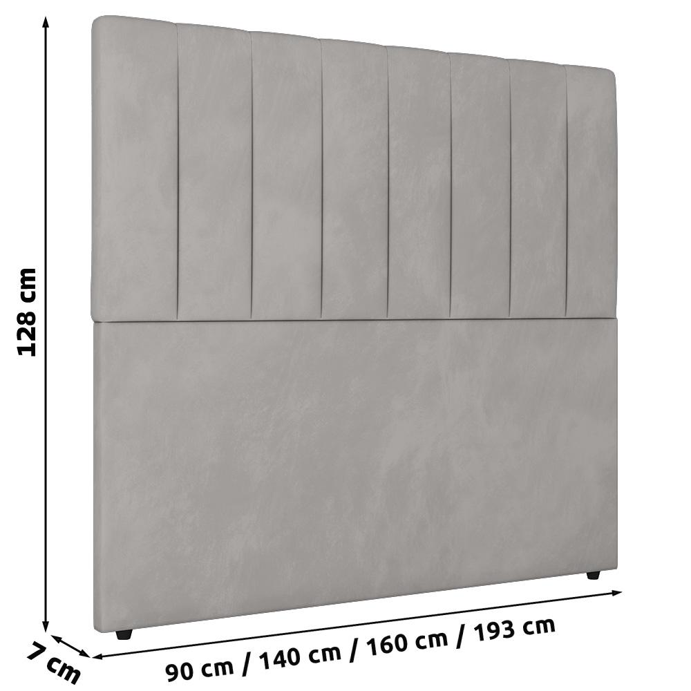 Cabeceira Cama Box Solteiro Ivana 90cm Veludo Prata - Desk Design