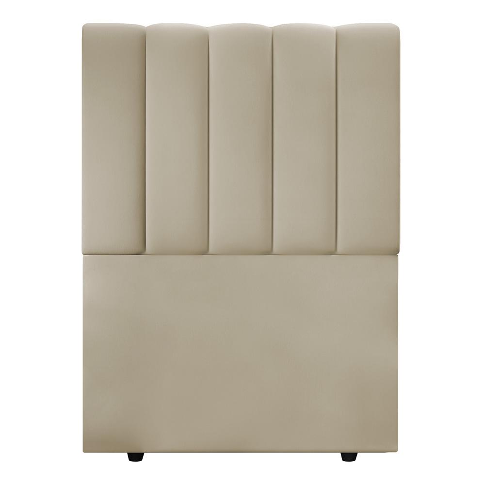 Cabeceira Cama Box Solteiro Kharla 90cm Veludo Bege - Desk Design