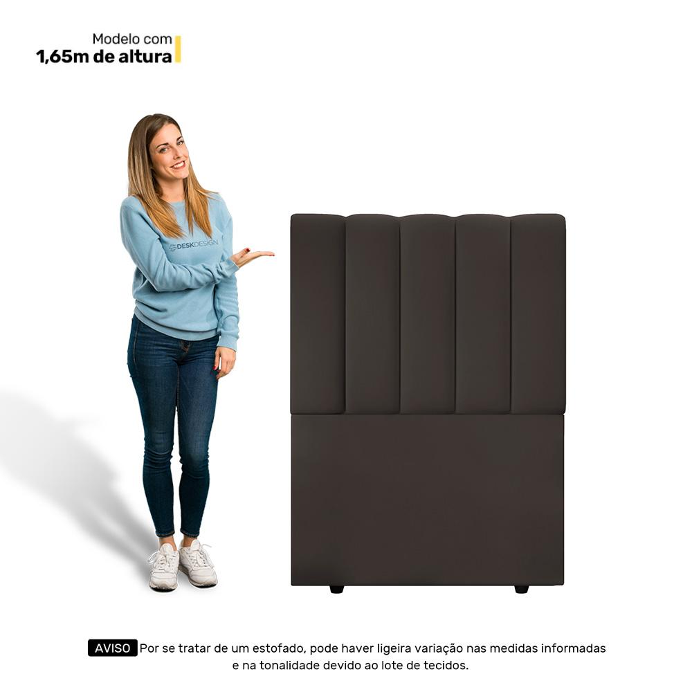 Cabeceira Cama Box Solteiro Kharla 90cm Veludo Marrom - Desk Design