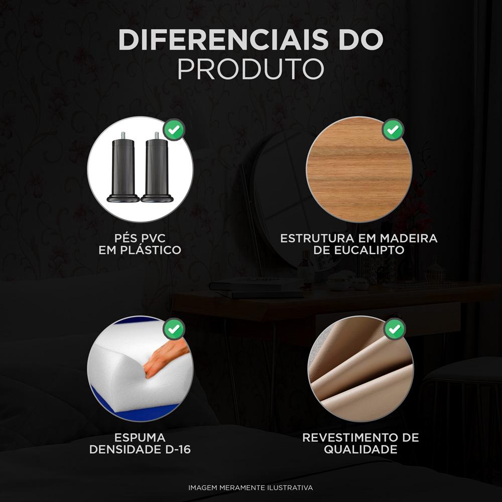 Cabeceira Cama Box Solteiro Lana 90cm Sintético Marrom - Desk Design