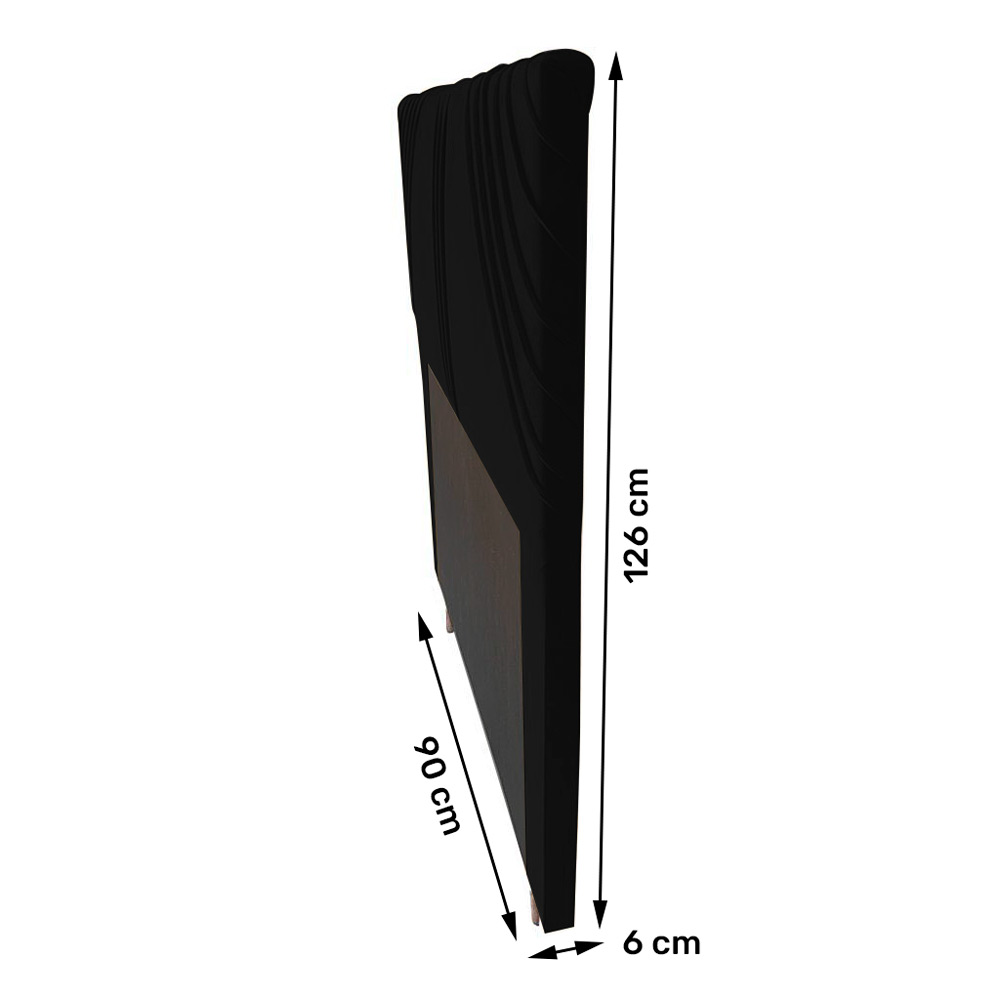 Cabeceira Cama Box Solteiro Lisboa 90cm Corano Preto - Desk Design