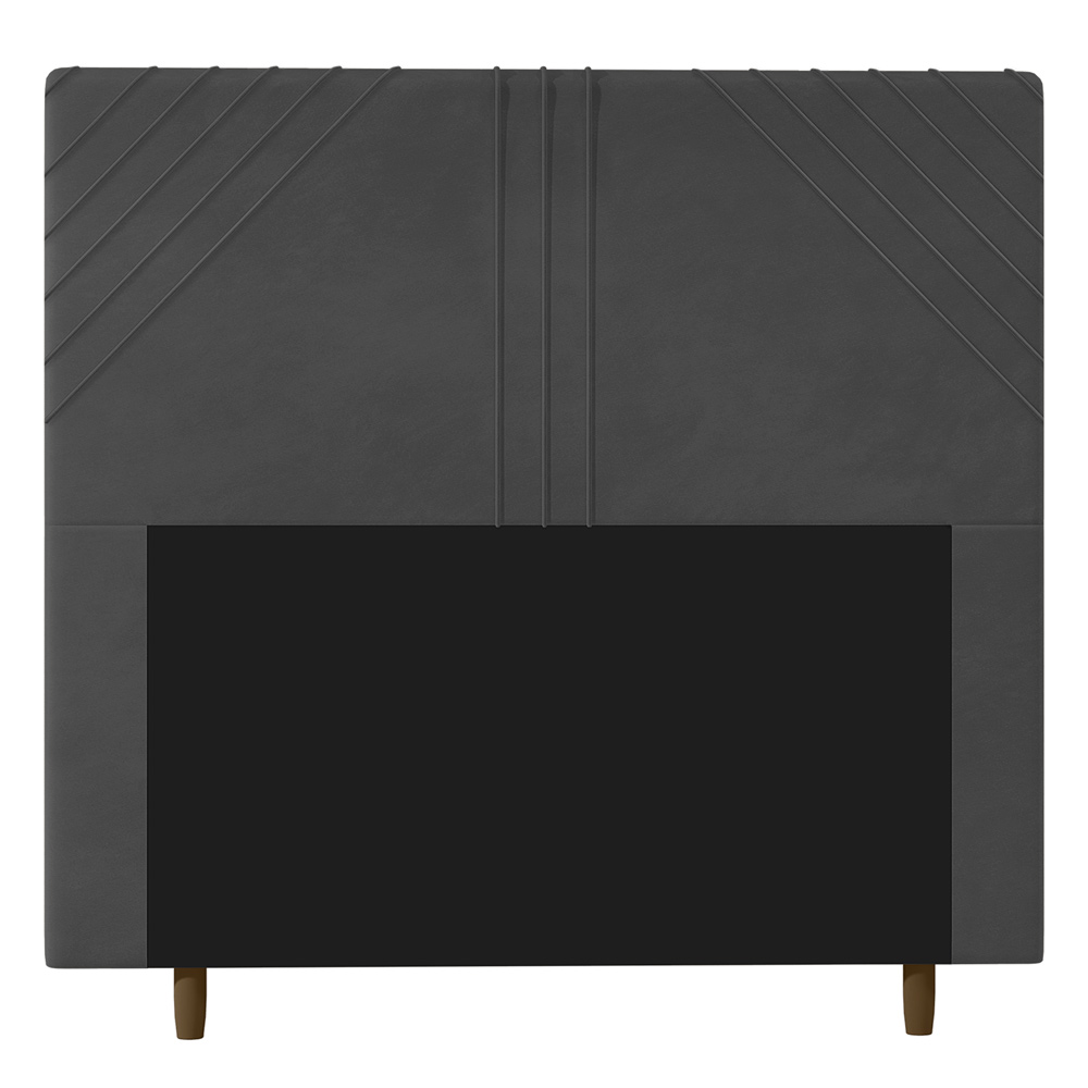 Cabeceira Cama Box Solteiro Lisboa 90cm Suede Cinza - Desk Design