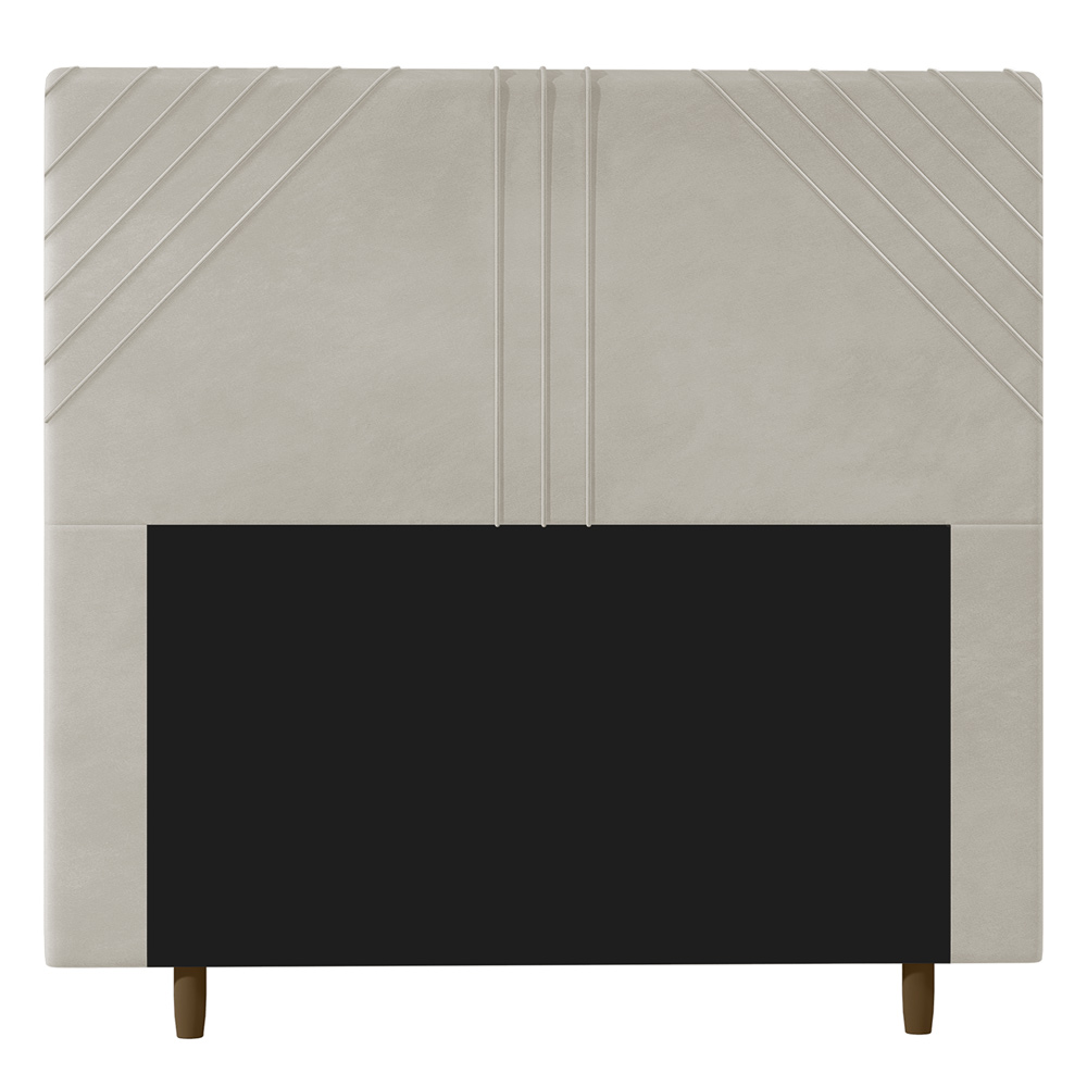 Cabeceira Cama Box Solteiro Lisboa 90cm Veludo Bege - Desk Design