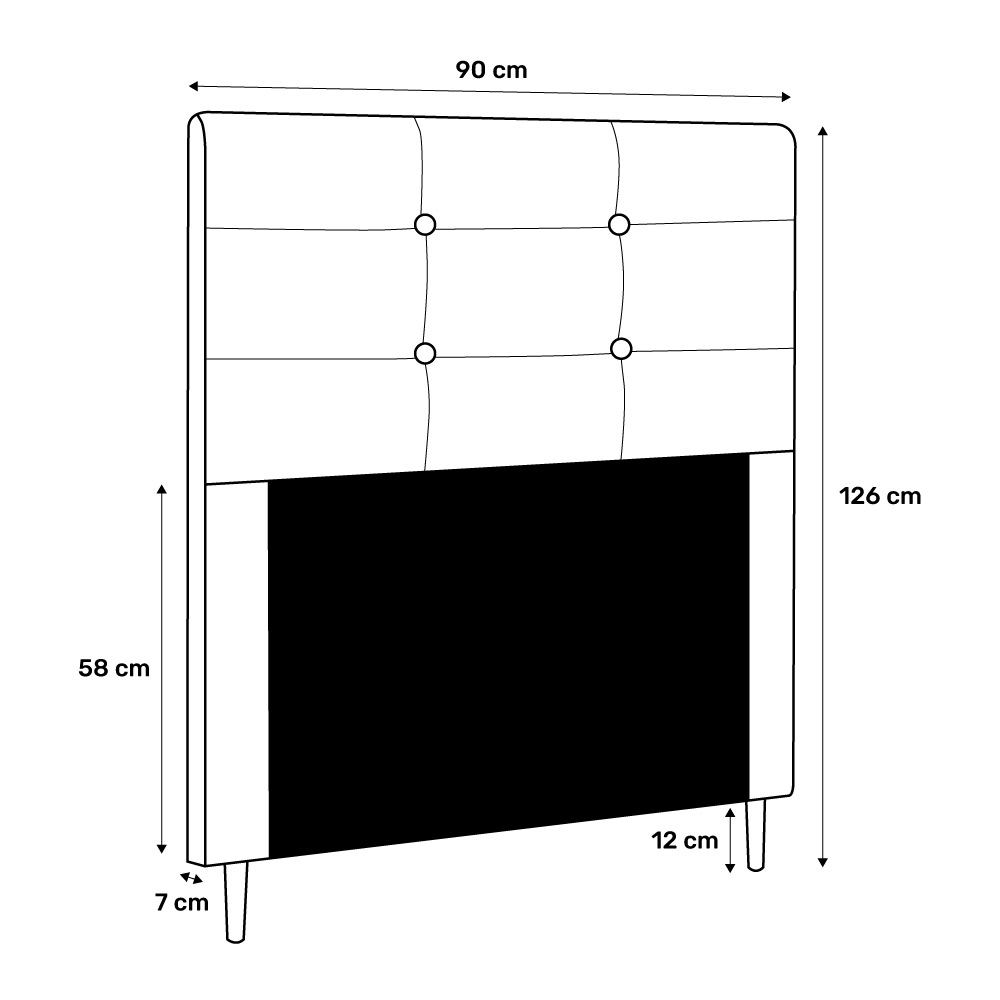 Cabeceira Cama Box Solteiro Luna 90cm Corano Branco - Desk Design