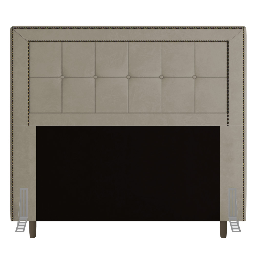 Cabeceira Cama Box Solteiro Luxor 90cm com Tachas e Frame Corano Bege - Desk Design