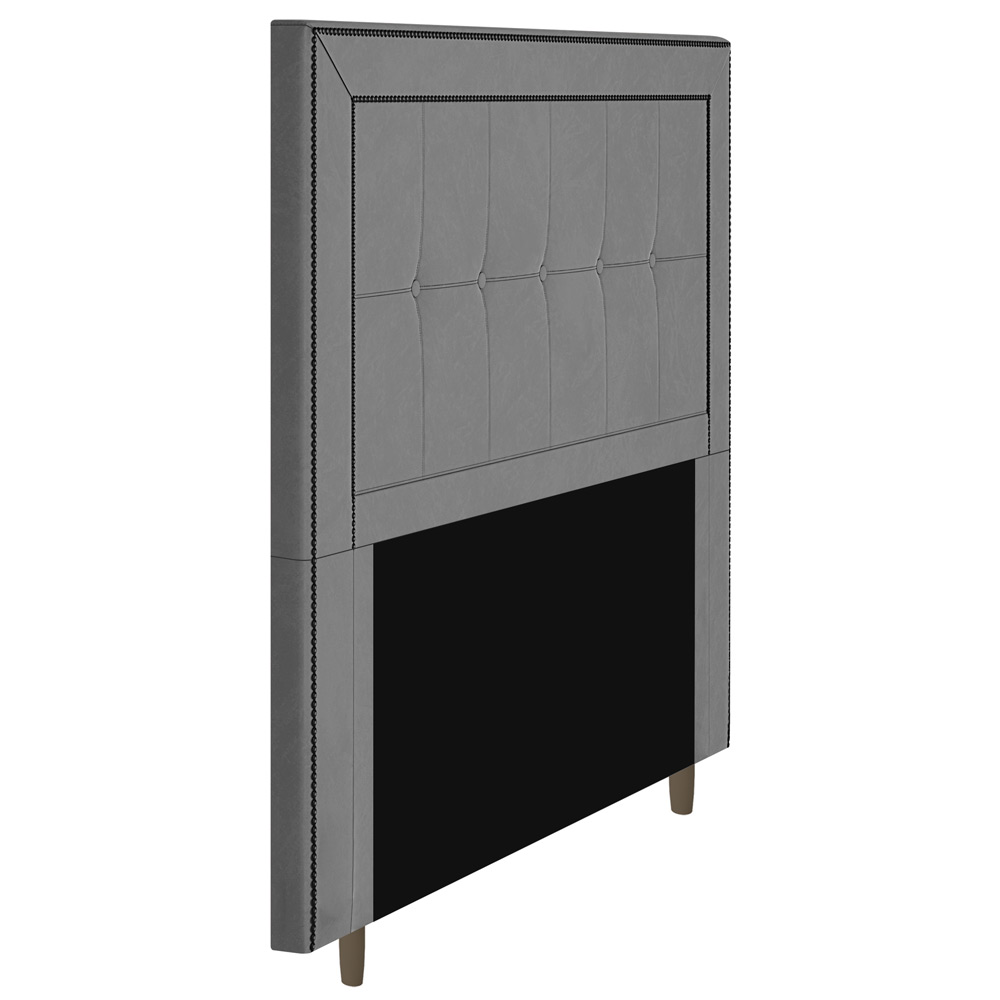 Cabeceira Cama Box Solteiro Luxor 90cm com Tachas e Frame Suede Cinza - Desk Design