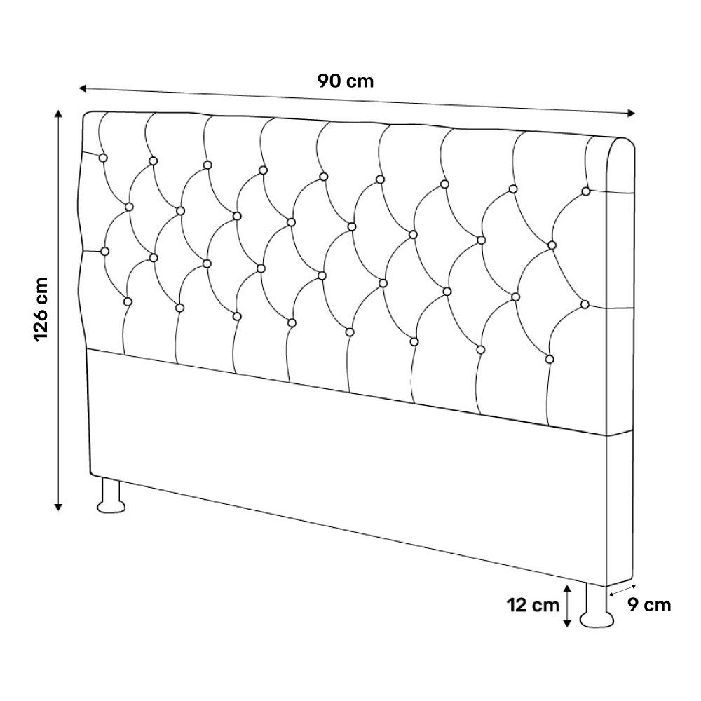 Cabeceira Cama Box Solteiro Lylla 90cm Capitonê com Frame Sintético Marrom - Desk Design