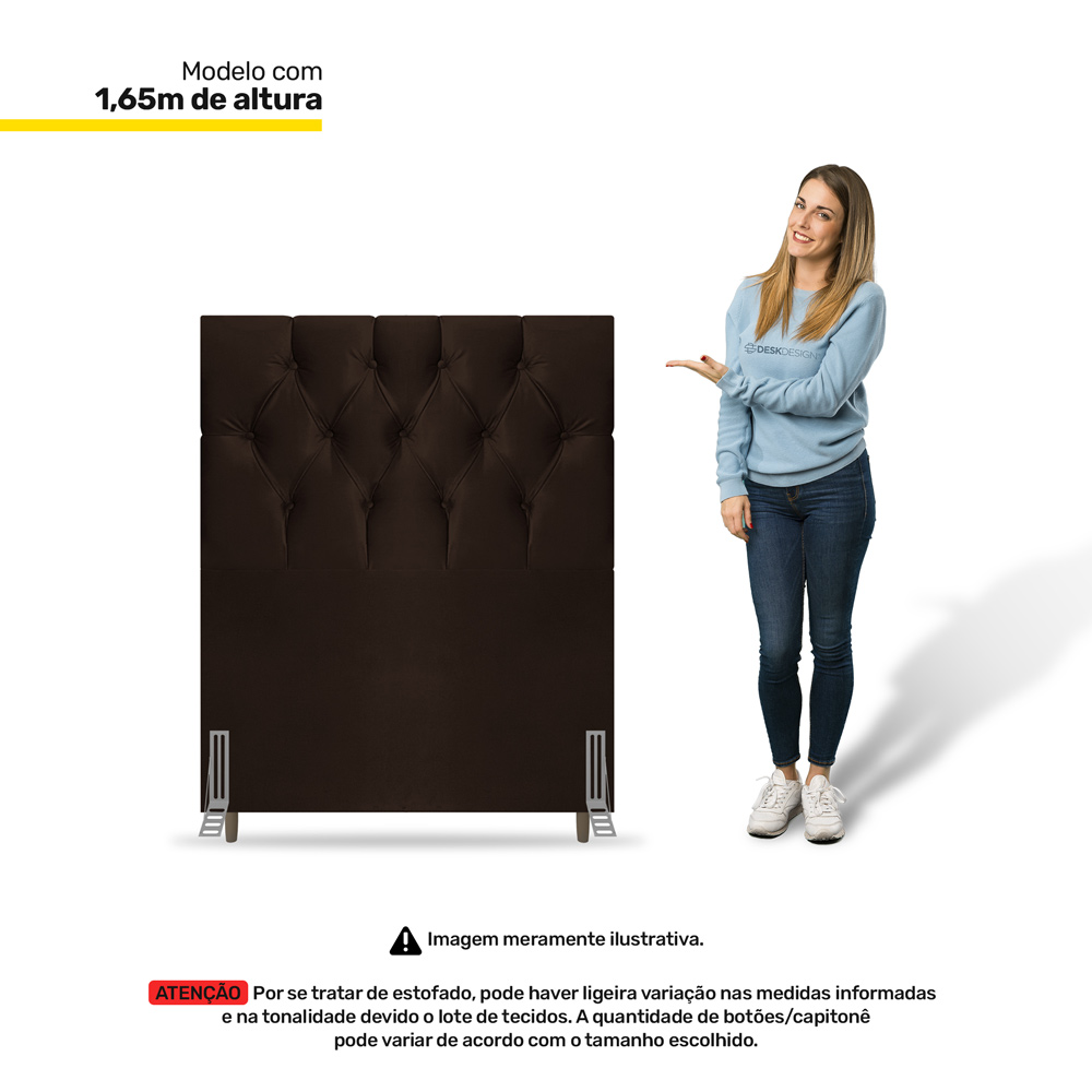 Cabeceira Cama Box Solteiro Madrid 90cm Corano Marrom - Desk Design