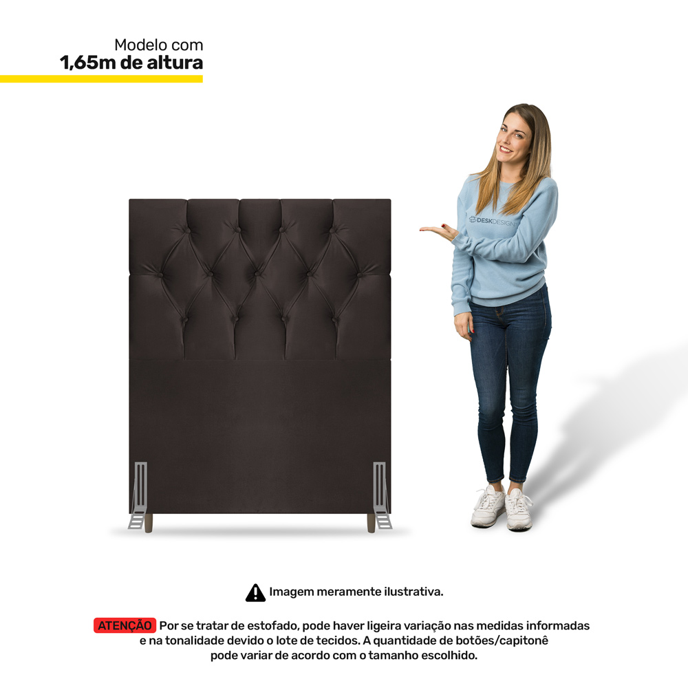 Cabeceira Cama Box Solteiro Madrid 90cm Suede Marrom - Desk Design