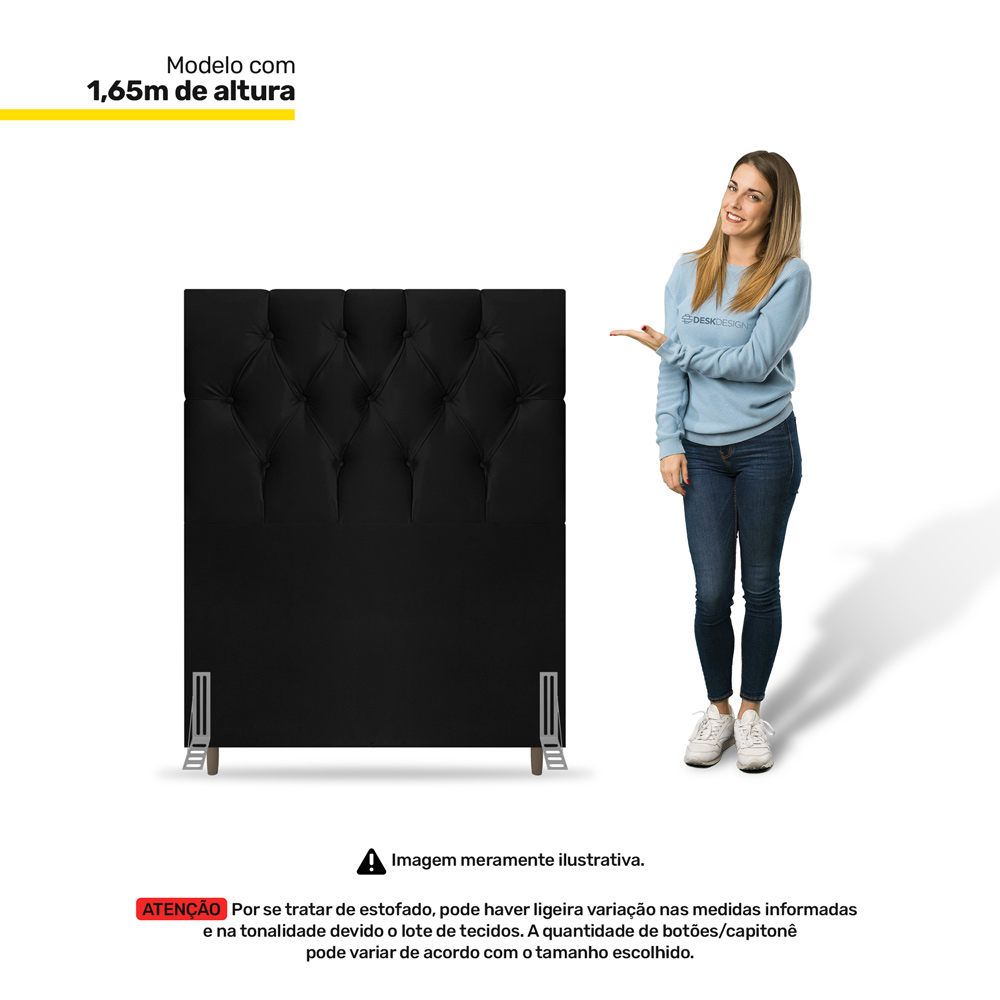 Cabeceira Cama Box Solteiro Madrid 90cm Suede Preto - Desk Design