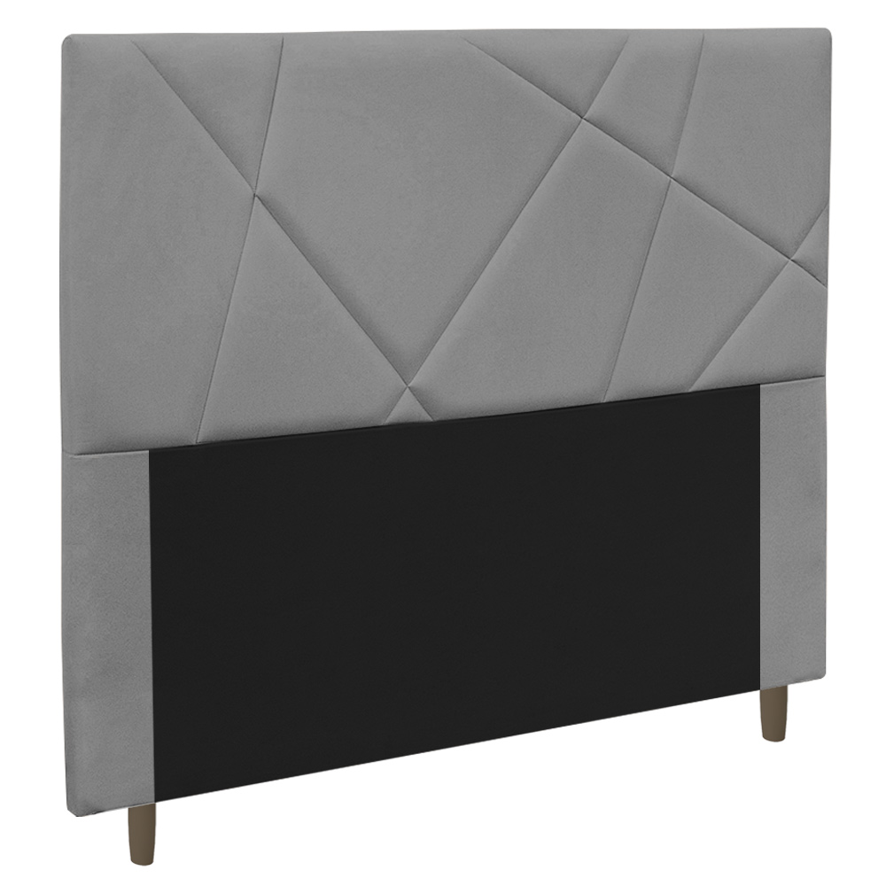 Cabeceira Cama Box Solteiro Mali 90cm Suede Cinza - Desk Design