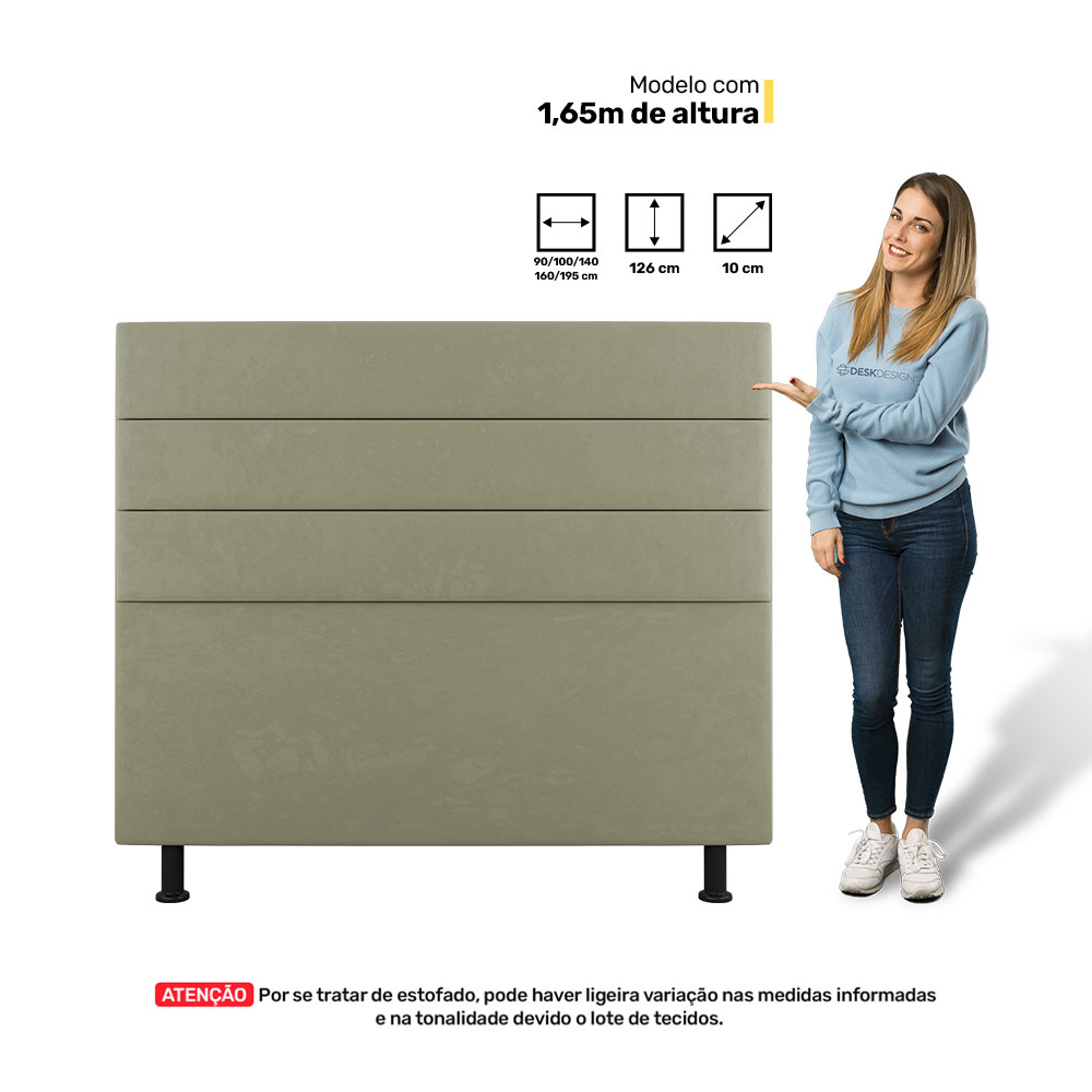 Cabeceira Cama Box Solteiro Malik 90cm Sintético Bege - Desk Design