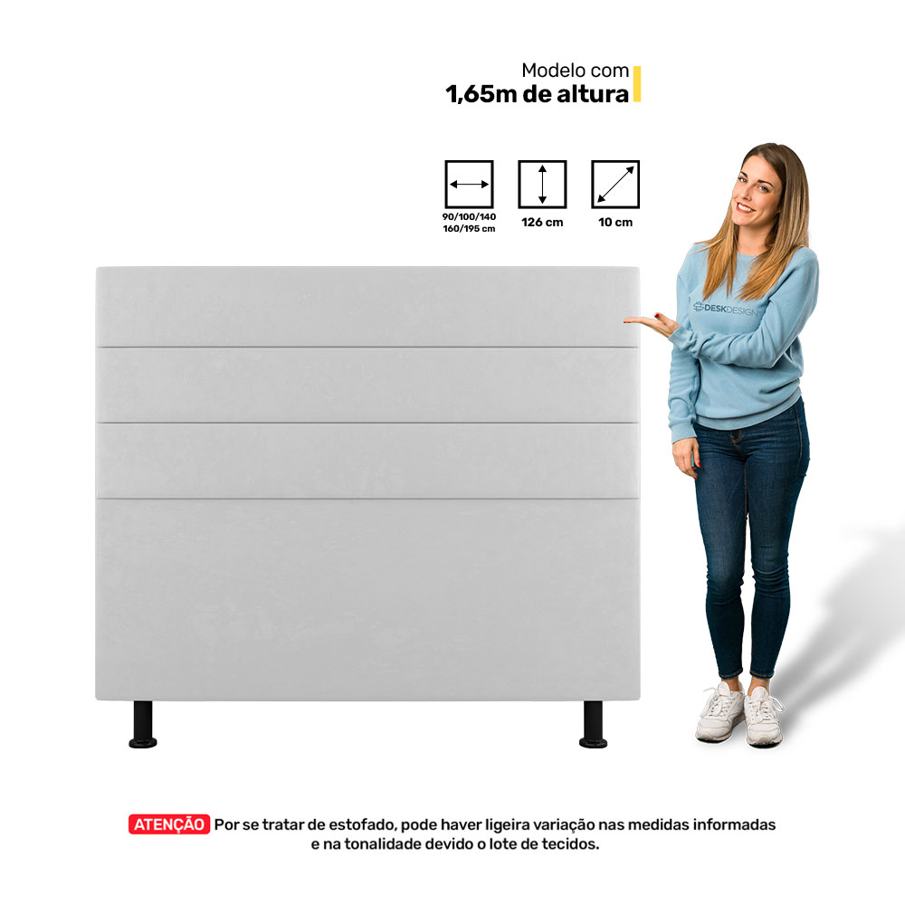 Cabeceira Cama Box Solteiro Malik 90cm Sintético Branco - Desk Design