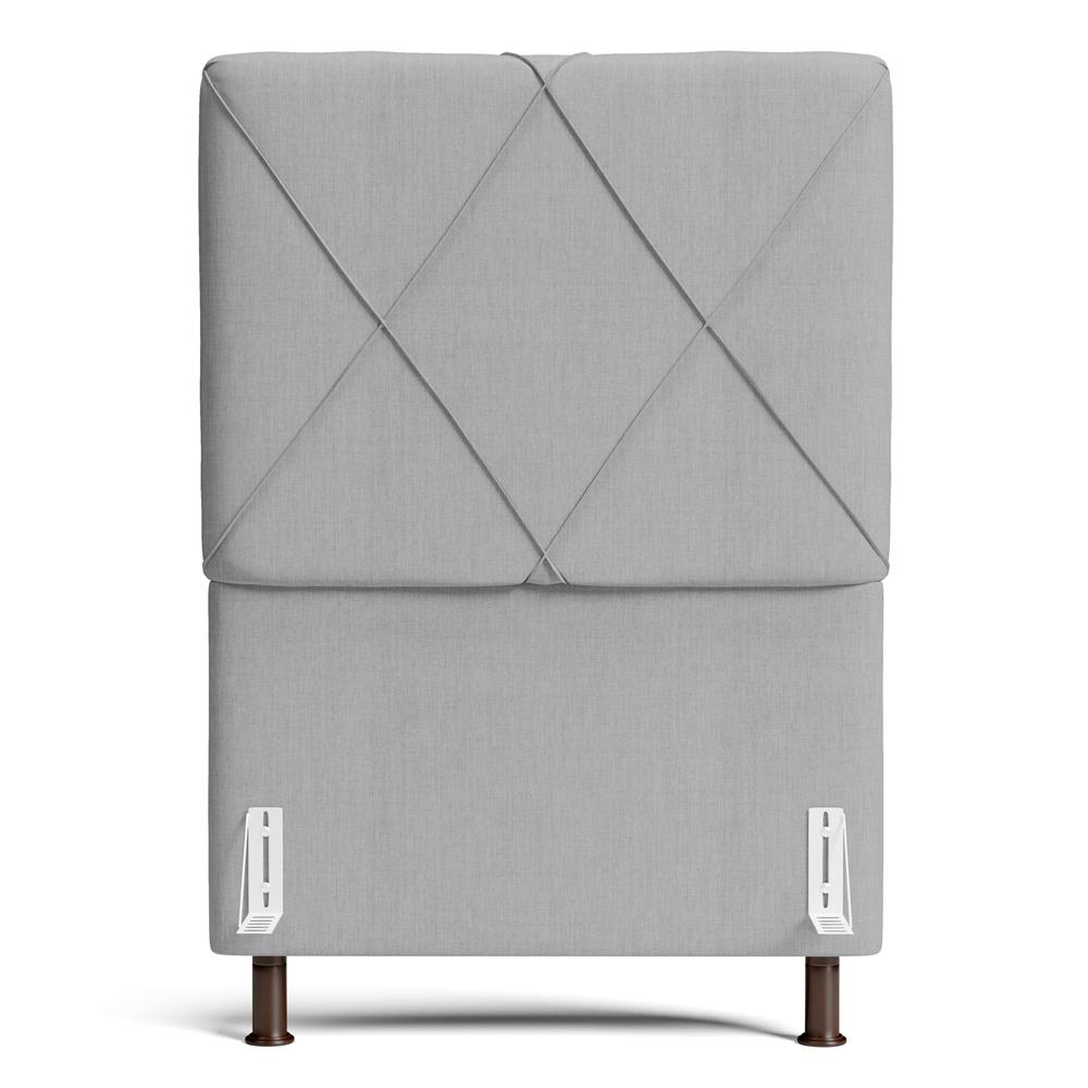 Cabeceira Cama Box Solteiro Mel 90cm com Frame Linho Cinza Claro - Desk Design
