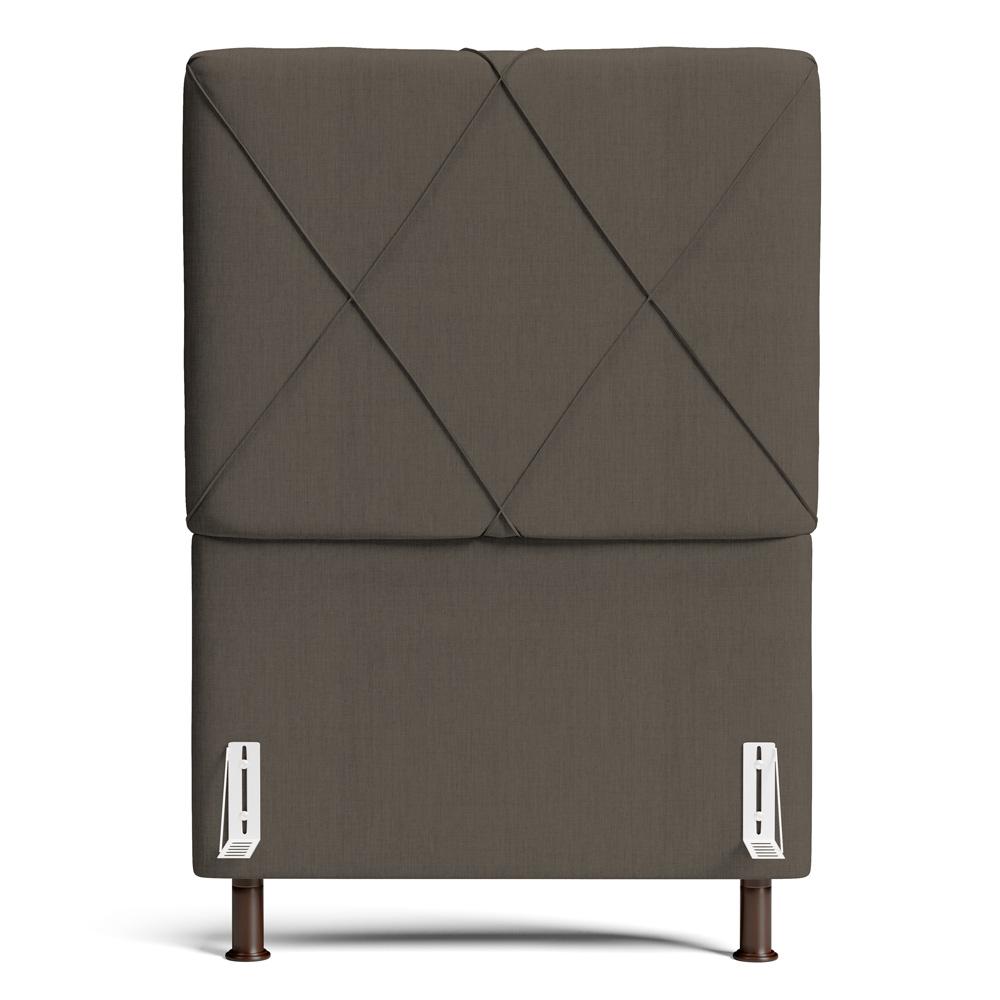 Cabeceira Cama Box Solteiro Mel 90cm com Frame Linho Marrom - Desk Design