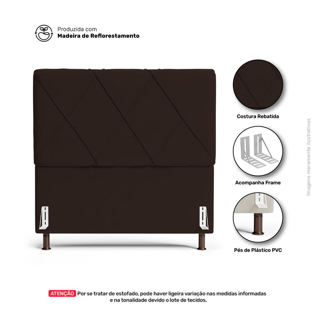 Cabeceira Cama Box Solteiro Mel 90cm com Frame Sintético Marrom - Desk Design