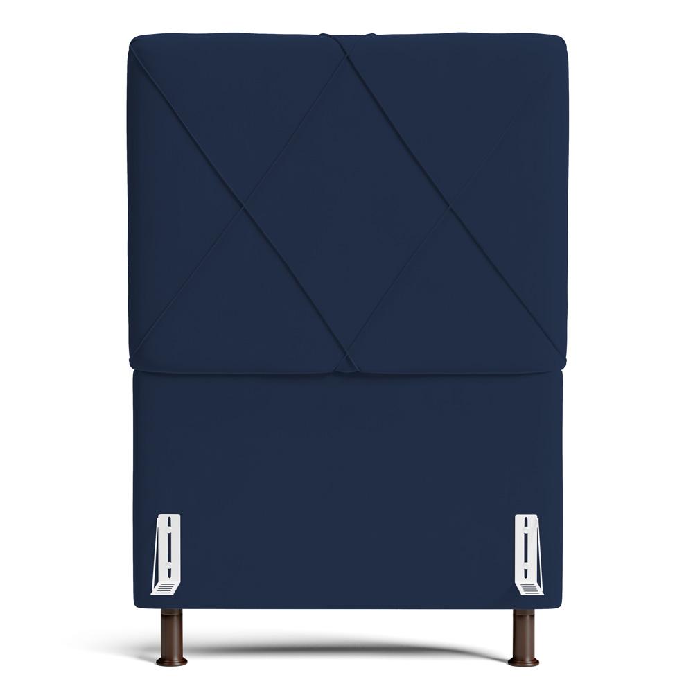 Cabeceira Cama Box Solteiro Mel 90cm com Frame Suede Azul Marinho - Desk Design