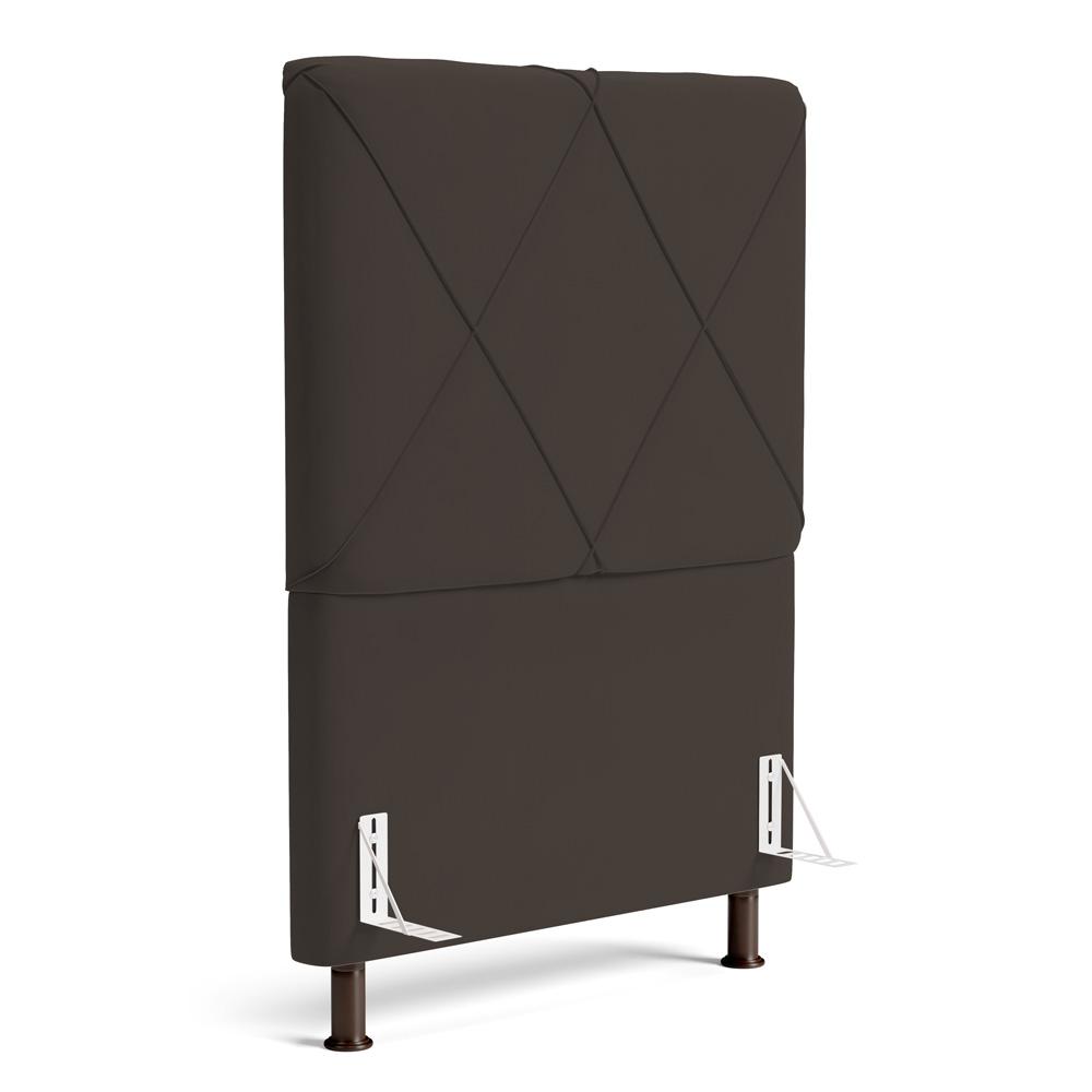 Cabeceira Cama Box Solteiro Mel 90cm com Frame Suede Marrom - Desk Design