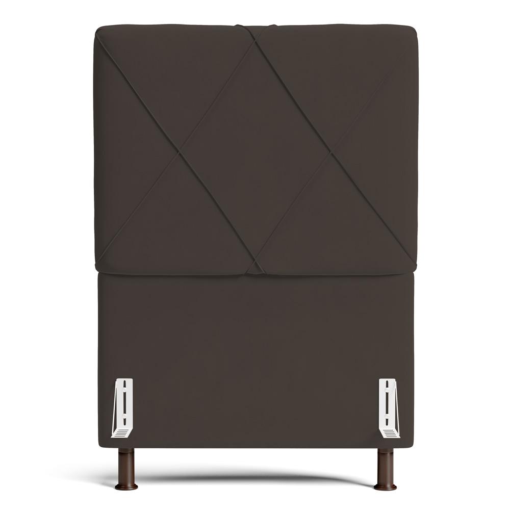 Cabeceira Cama Box Solteiro Mel 90cm com Frame Suede Marrom - Desk Design