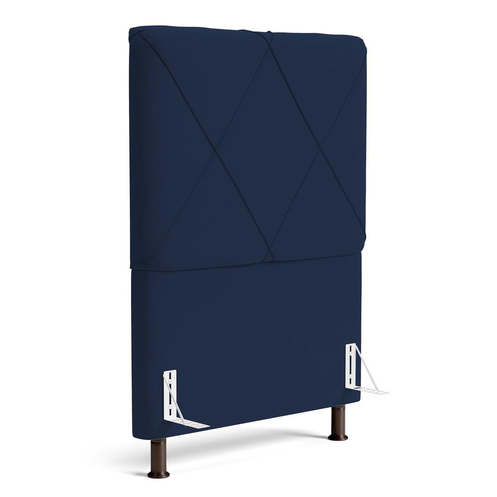 Cabeceira Cama Box Solteiro Mel 90cm com Frame Veludo Azul Marinho - Desk Design