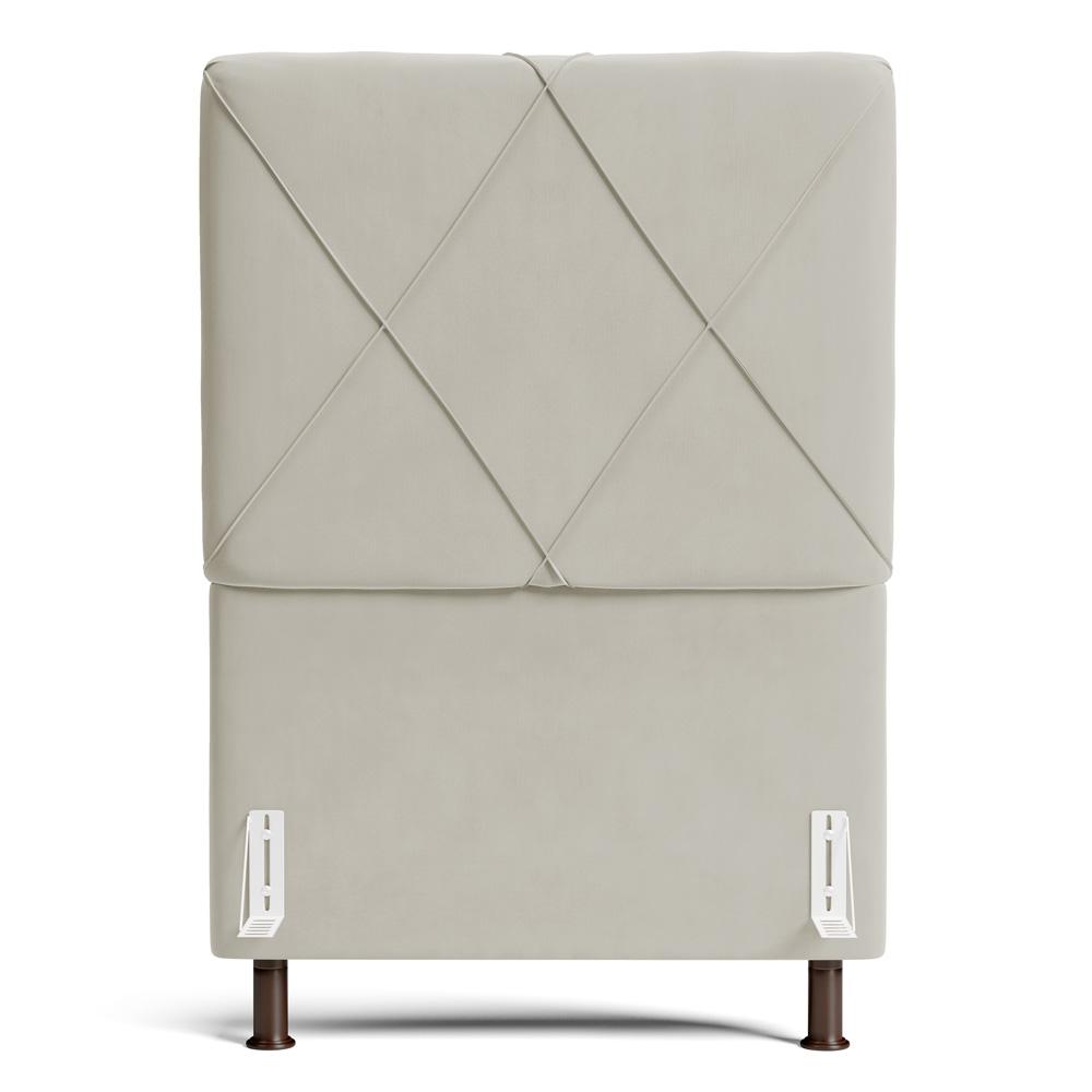Cabeceira Cama Box Solteiro Mel 90cm com Frame Veludo Bege - Desk Design