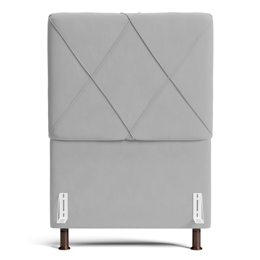 Cabeceira Cama Box Solteiro Mel 90cm com Frame Veludo Cinza Claro - Desk Design