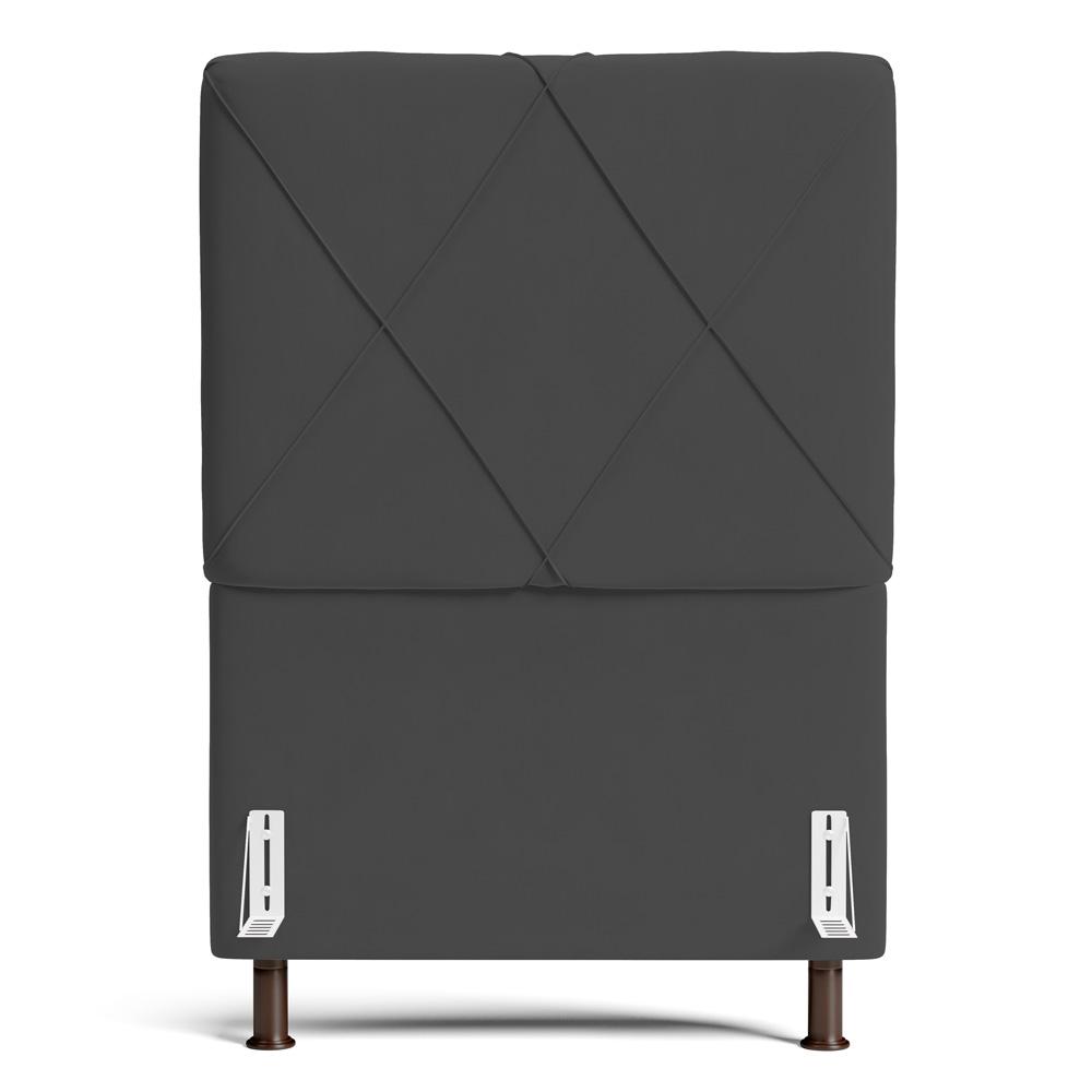Cabeceira Cama Box Solteiro Mel 90cm com Frame Veludo Cinza Escuro - Desk Design
