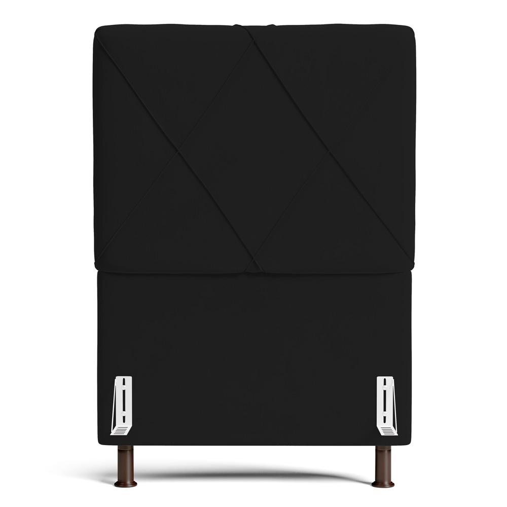 Cabeceira Cama Box Solteiro Mel 90cm com Frame Veludo Preto - Desk Design