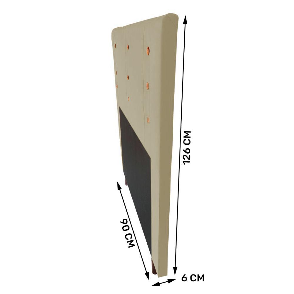 Cabeceira Cama Box Solteiro Roma 90cm Suede Bege - Desk Design