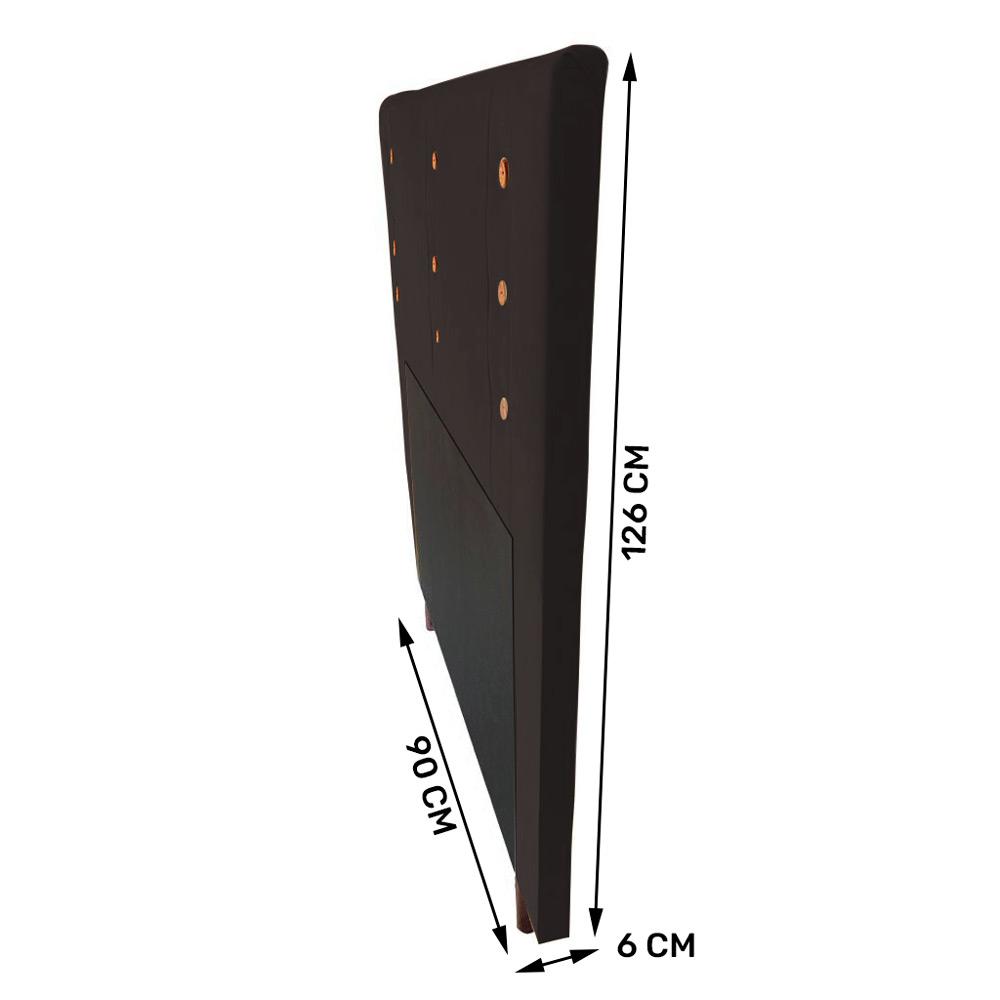 Cabeceira Cama Box Solteiro Roma 90cm Veludo Marrom - Desk Design