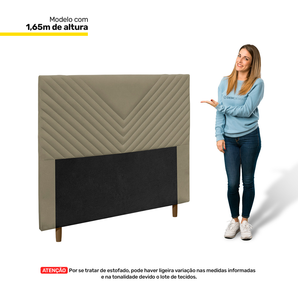 Cabeceira Cama Box Solteiro Viena 90cm Suede Bege - Desk Design