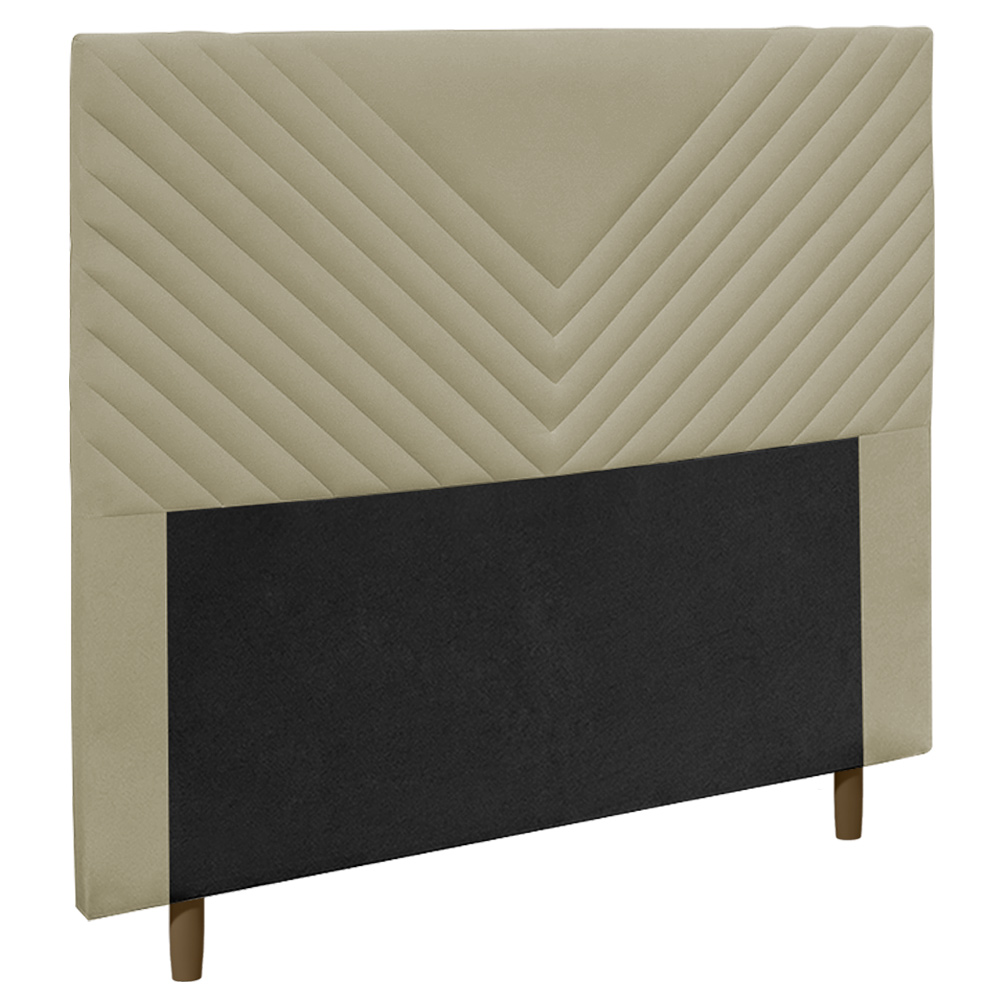 Cabeceira Cama Box Solteiro Viena 90cm Veludo Bege - Desk Design