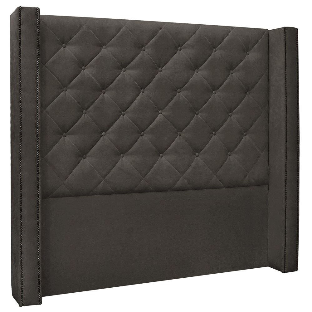 Cabeceira Estofada Cama Box Casal Alteza 140cm Suede Cinza - Desk Design