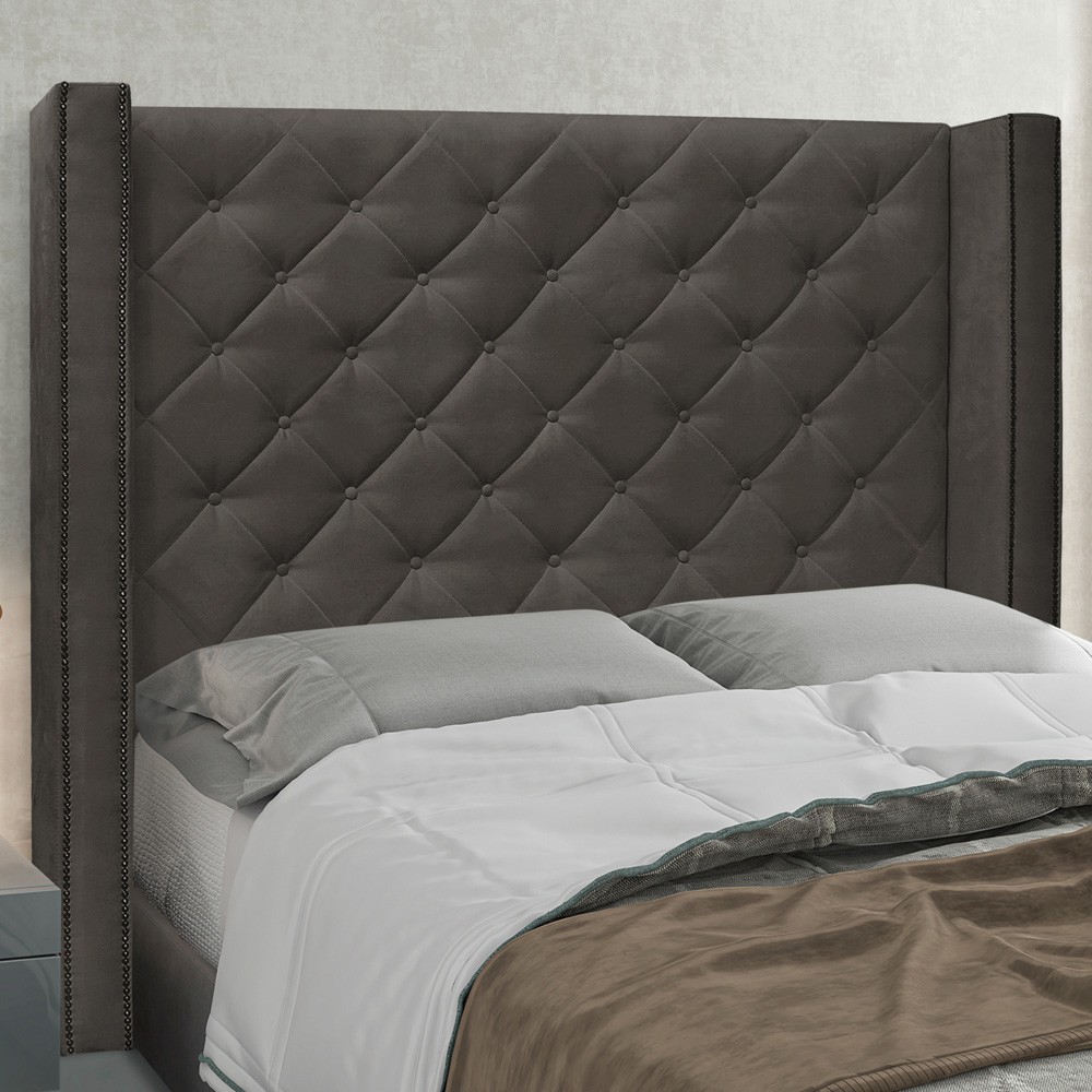 Cabeceira Estofada Cama Box Casal Alteza 140cm Suede Cinza - Desk Design