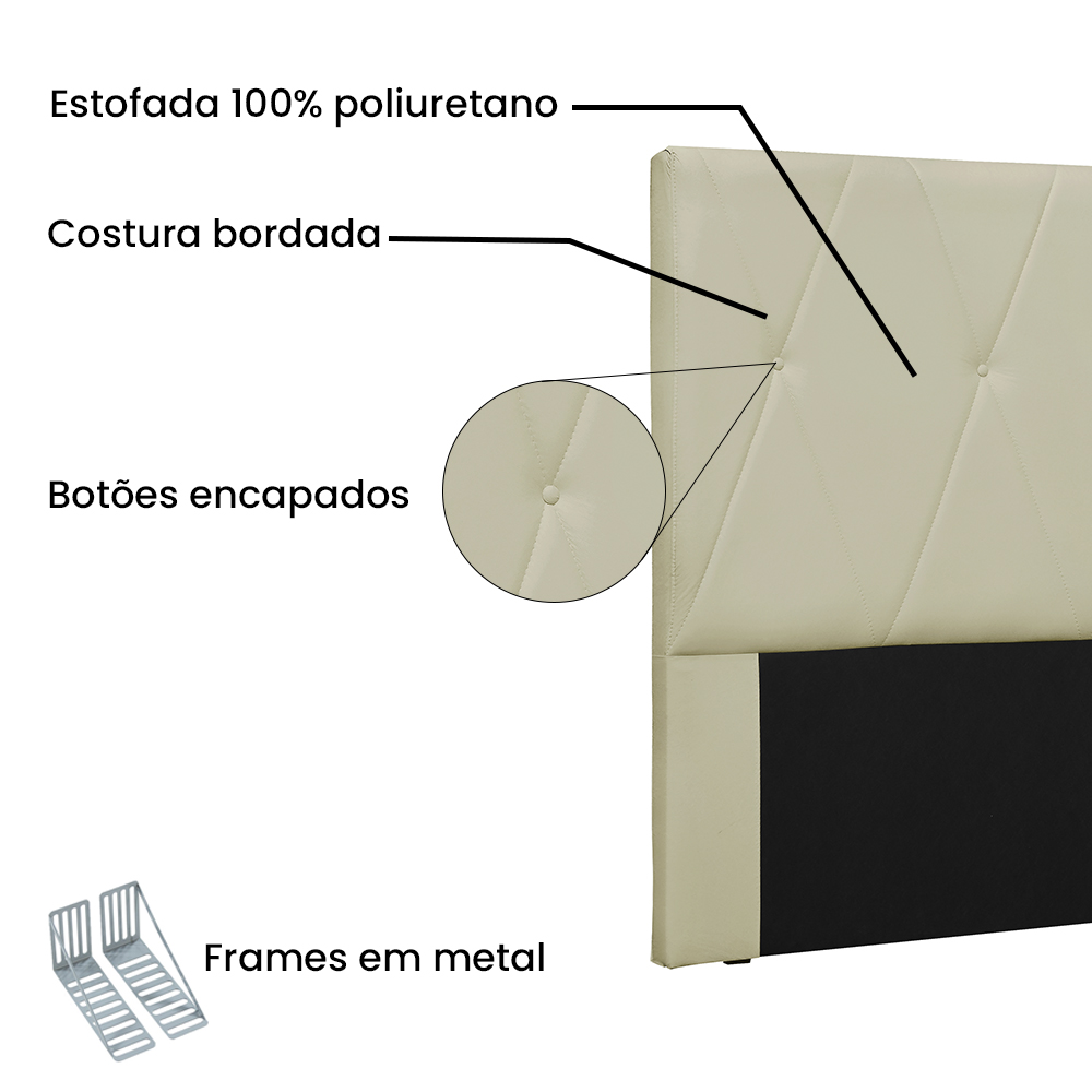 Cabeceira Estofada Cama Box Casal Aquilla 140cm Corano Bege - Desk Design