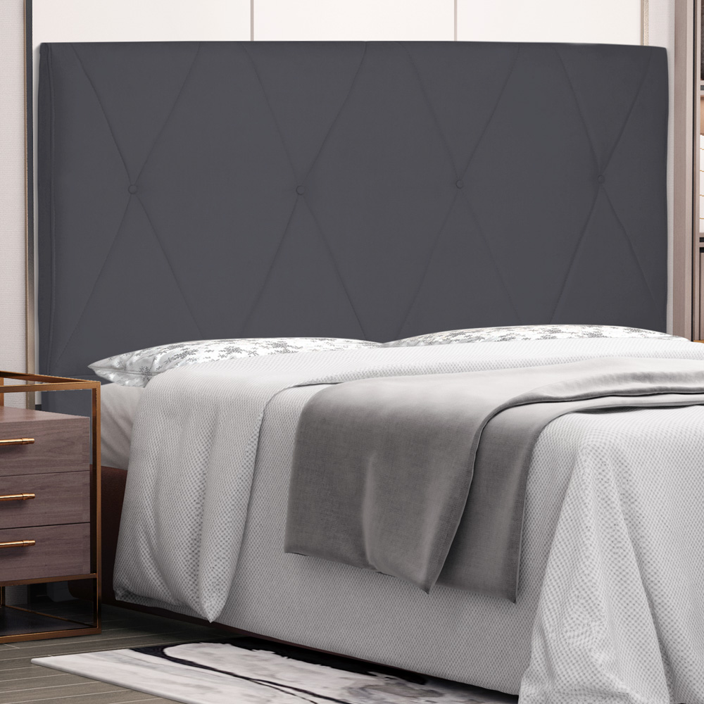 Cabeceira Estofada Cama Box Casal Aquilla 140cm Suede Cinza - Desk Design