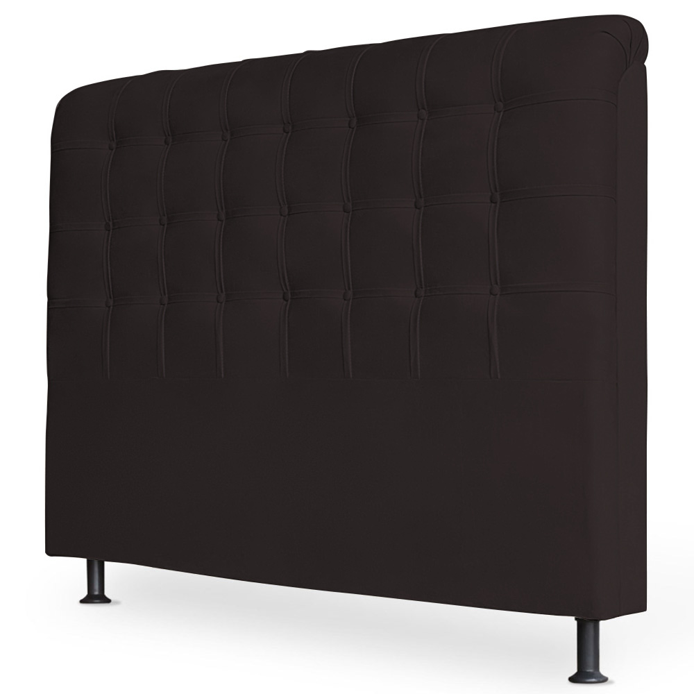 Cabeceira Estofada Cama Box Casal King Louise 195cm Corano Marrom Cacau - Desk Design