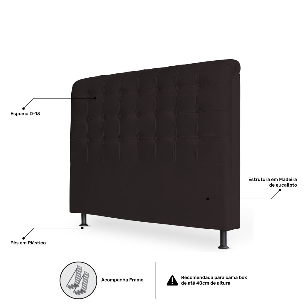 Cabeceira Estofada Cama Box Casal King Louise 195cm Corano Marrom Cacau - Desk Design