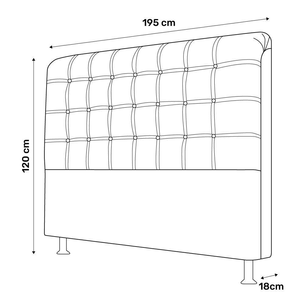 Cabeceira Estofada Cama Box Casal King Louise 195cm Corano Marrom Cacau - Desk Design