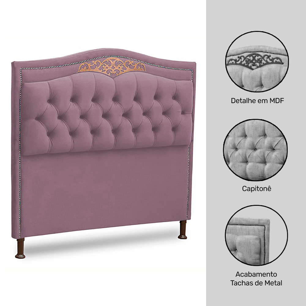 Cabeceira Estofada Cama Box Casal King Size Belize 195cm Luxor Rosê - Desk Design