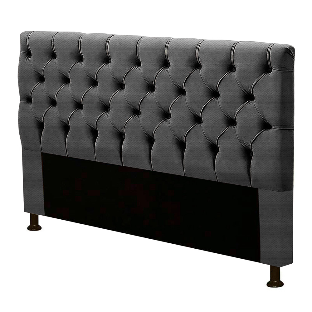 Cabeceira Estofada Cama Box Casal King Size Cristal 195cm Linho Grafite - Desk Design